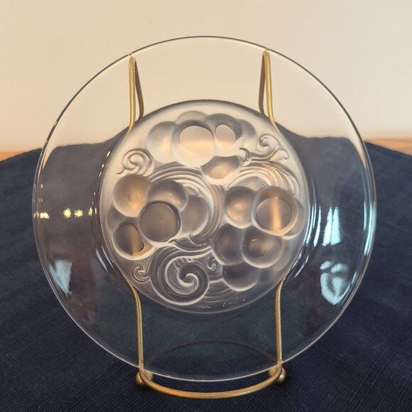 Cristal Lalique Marienthal French Art Crystal Grape Motif Standard Plate 17 cm - Picture 8 of 14